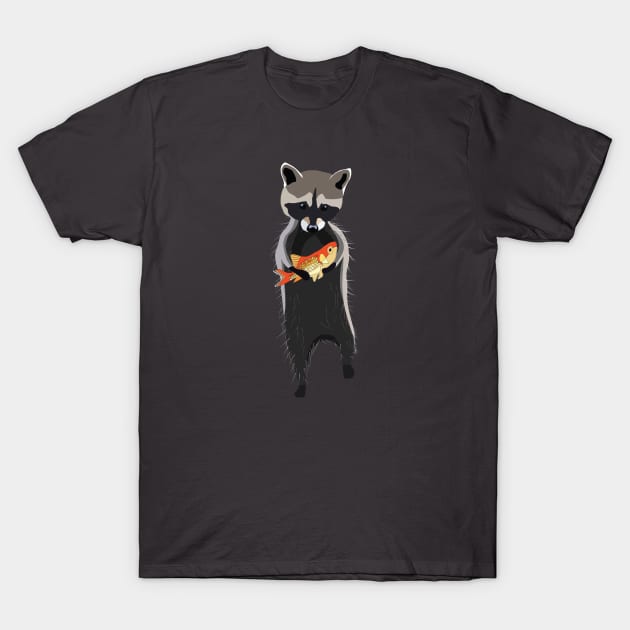 Cute Raccoon holding Goldfish T-Shirt by Window House